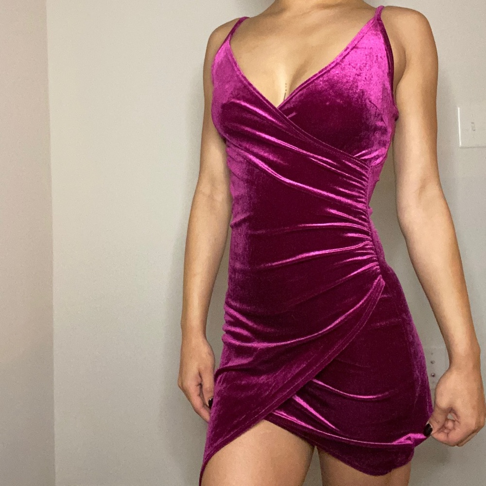 Pink velvet dress